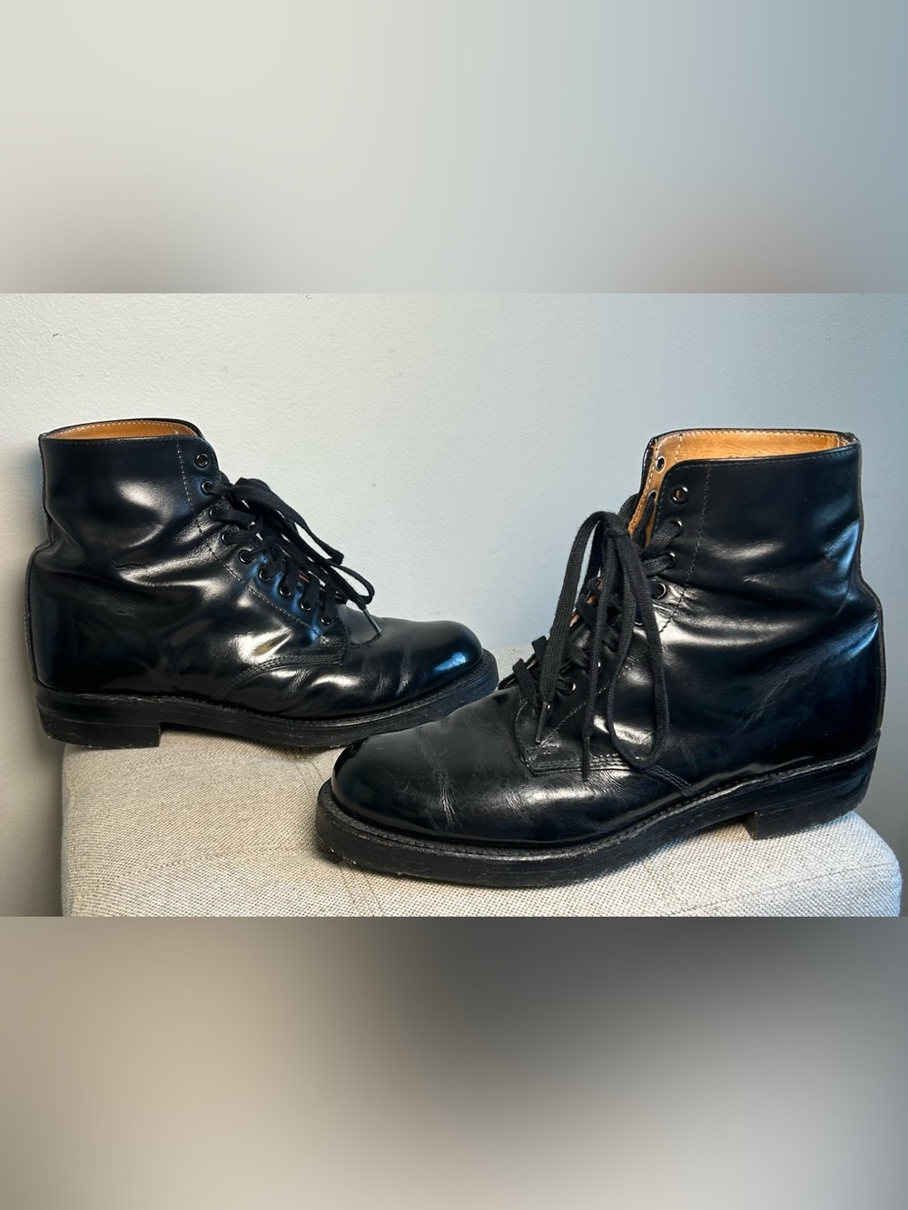 VTG Black Leather Boots Mens 8.5 Moto Biker Combat Oil Resistant Biltrite Canada